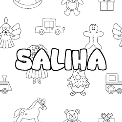 Coloraci&oacute;n del nombre SALIHA - decorado juguetes