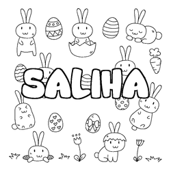 Coloraci&oacute;n del nombre SALIHA - decorado Pascua