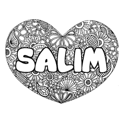 Coloraci&oacute;n del nombre SALIM - decorado mandala de coraz&oacute;n