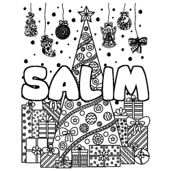 Coloraci&oacute;n del nombre SALIM - decorado &aacute;rbol de Navidad y regalos