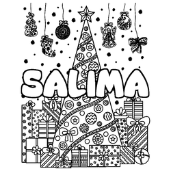 Coloraci&oacute;n del nombre SALIMA - decorado &aacute;rbol de Navidad y regalos
