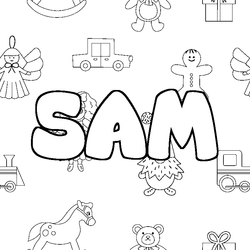 Coloraci&oacute;n del nombre SAM - decorado juguetes