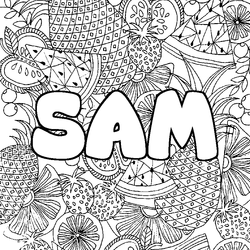Coloraci&oacute;n del nombre SAM - decorado mandala de frutas