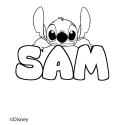 Coloraci&oacute;n del nombre SAM - decorado Stitch