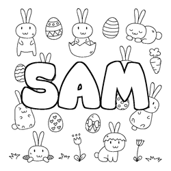 Coloraci&oacute;n del nombre SAM - decorado Pascua