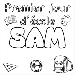 Coloraci&oacute;n del nombre SAM - decorado primer d&iacute;a de escuela
