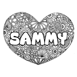 Coloraci&oacute;n del nombre SAMMY - decorado mandala de coraz&oacute;n