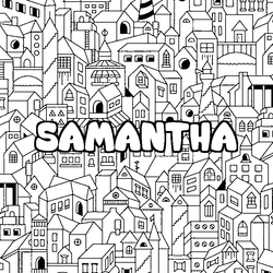 Coloraci&oacute;n del nombre SAMANTHA - decorado ciudad