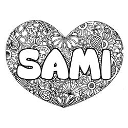 Coloraci&oacute;n del nombre SAMI - decorado mandala de coraz&oacute;n