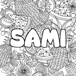 Coloraci&oacute;n del nombre SAMI - decorado mandala de frutas