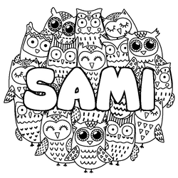 Coloraci&oacute;n del nombre SAMI - decorado b&uacute;hos