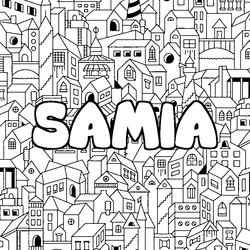 Coloraci&oacute;n del nombre SAMIA - decorado ciudad