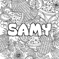 Coloraci&oacute;n del nombre SAMY - decorado mandala de frutas
