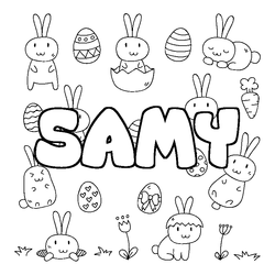 Coloraci&oacute;n del nombre SAMY - decorado Pascua
