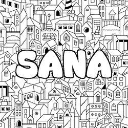 Coloraci&oacute;n del nombre SANA - decorado ciudad