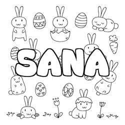 Coloraci&oacute;n del nombre SANA - decorado Pascua
