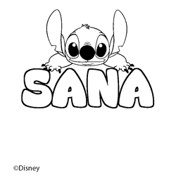 Coloraci&oacute;n del nombre SANA - decorado Stitch