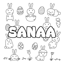 Coloraci&oacute;n del nombre SANAA - decorado Pascua