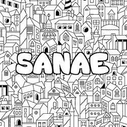 Coloraci&oacute;n del nombre SANAE - decorado ciudad