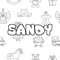Coloraci&oacute;n del nombre SANDY - decorado juguetes