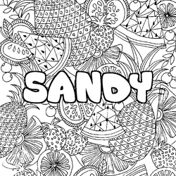 Coloraci&oacute;n del nombre SANDY - decorado mandala de frutas
