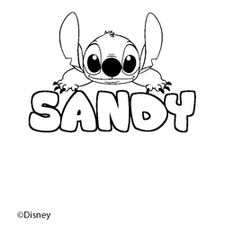 Coloraci&oacute;n del nombre SANDY - decorado Stitch