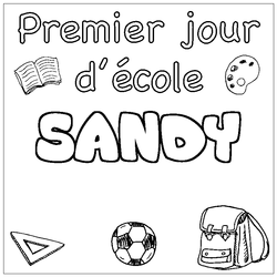 Coloraci&oacute;n del nombre SANDY - decorado primer d&iacute;a de escuela