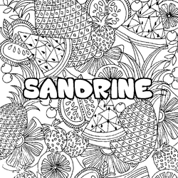 Coloraci&oacute;n del nombre SANDRINE - decorado mandala de frutas