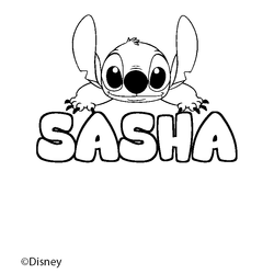 Coloraci&oacute;n del nombre SASHA - decorado Stitch