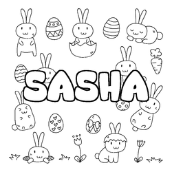 Coloraci&oacute;n del nombre SASHA - decorado Pascua
