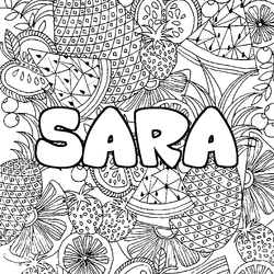 Coloraci&oacute;n del nombre SARA - decorado mandala de frutas