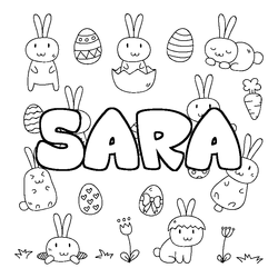 Coloraci&oacute;n del nombre SARA - decorado Pascua