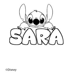 Coloraci&oacute;n del nombre SARA - decorado Stitch