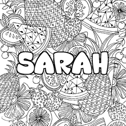 Coloraci&oacute;n del nombre SARAH - decorado mandala de frutas