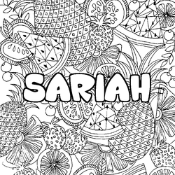 Coloraci&oacute;n del nombre SARIAH - decorado mandala de frutas