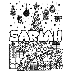 Coloraci&oacute;n del nombre SARIAH - decorado &aacute;rbol de Navidad y regalos