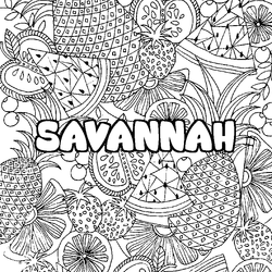 Coloraci&oacute;n del nombre SAVANNAH - decorado mandala de frutas