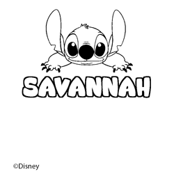Coloraci&oacute;n del nombre SAVANNAH - decorado Stitch