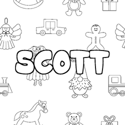 Coloraci&oacute;n del nombre SCOTT - decorado juguetes