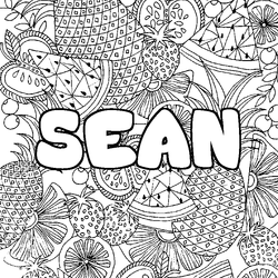 Coloraci&oacute;n del nombre SEAN - decorado mandala de frutas