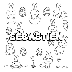 Coloraci&oacute;n del nombre S&Eacute;BASTIEN - decorado Pascua