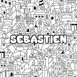 Coloraci&oacute;n del nombre S&Eacute;BASTIEN - decorado ciudad