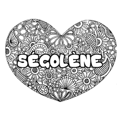Coloraci&oacute;n del nombre S&Eacute;GOL&Egrave;NE - decorado mandala de coraz&oacute;n