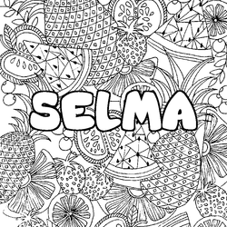 Coloraci&oacute;n del nombre SELMA - decorado mandala de frutas