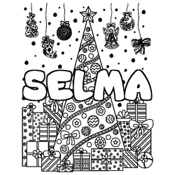 Coloraci&oacute;n del nombre SELMA - decorado &aacute;rbol de Navidad y regalos