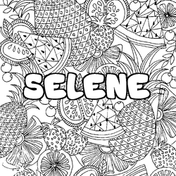 Coloraci&oacute;n del nombre SELENE - decorado mandala de frutas