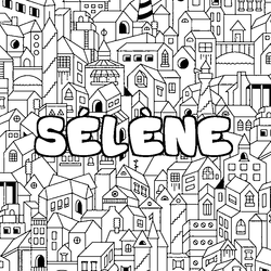 Coloraci&oacute;n del nombre S&Eacute;L&Egrave;NE - decorado ciudad