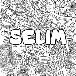 Coloraci&oacute;n del nombre SELIM - decorado mandala de frutas