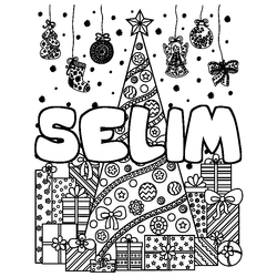 Coloraci&oacute;n del nombre SELIM - decorado &aacute;rbol de Navidad y regalos