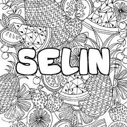 Coloraci&oacute;n del nombre SELIN - decorado mandala de frutas